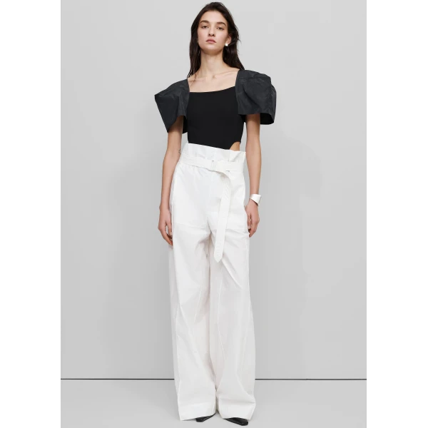 The Frankie Shop Square Shoulder Bodysuit - Black - Oversized Minimalist Tops in Black - Shop at Luxury Shoes 