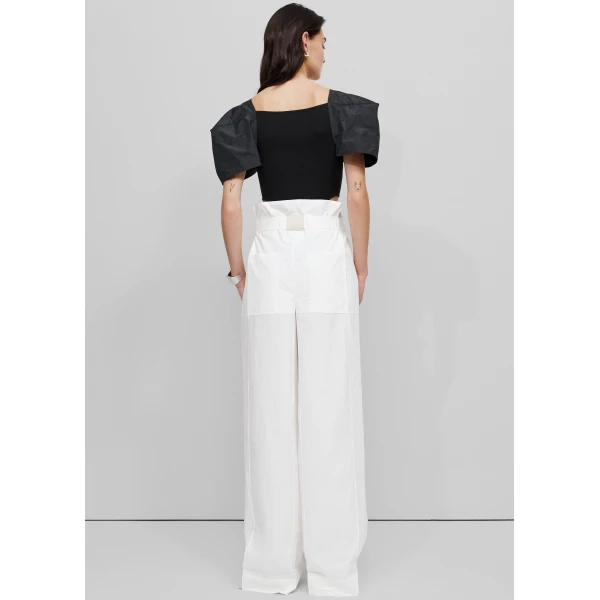 The Frankie Shop Square Shoulder Bodysuit - Black - Oversized Minimalist Tops in Black - Shop at Luxury Shoes 