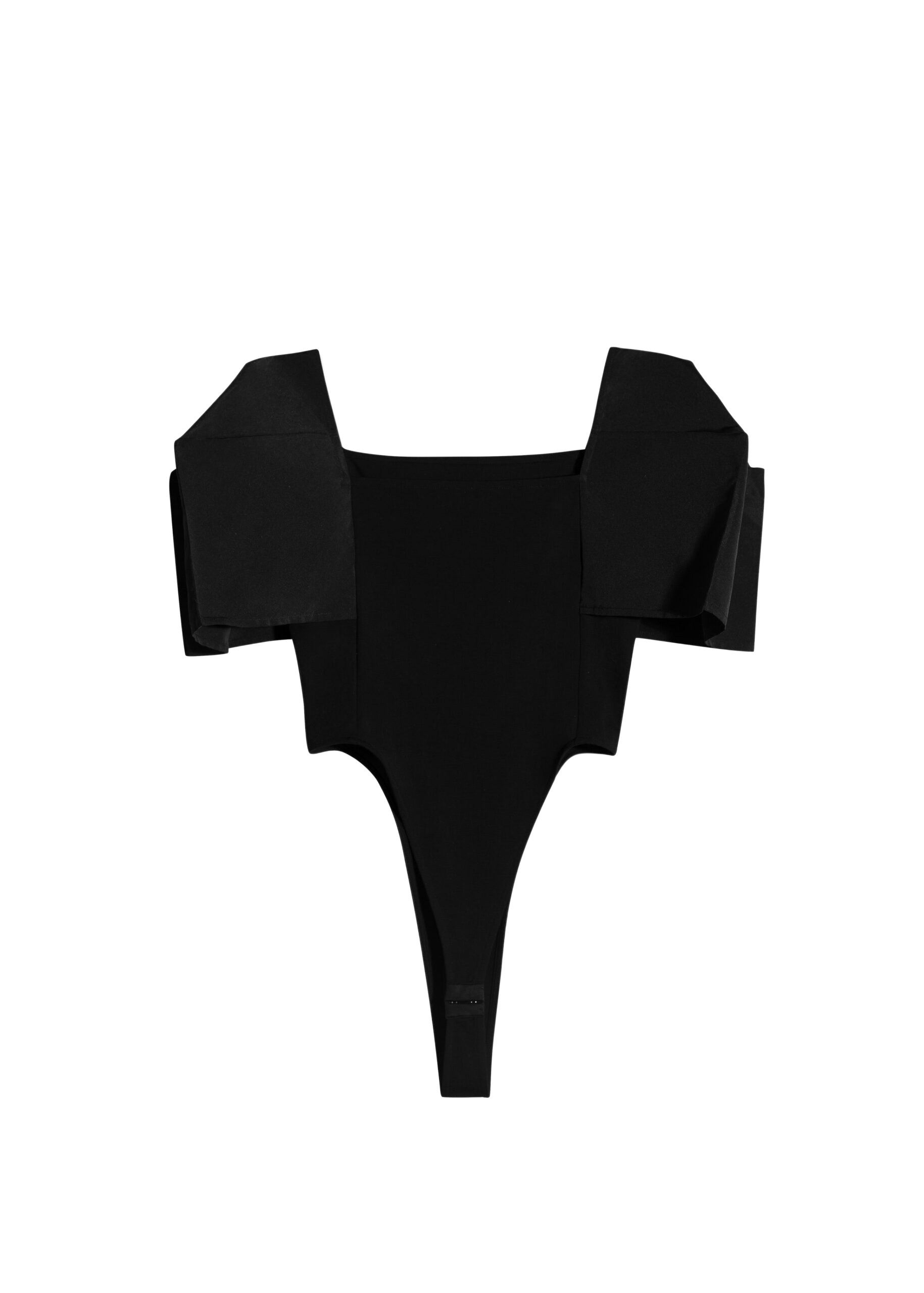 The Frankie Shop Square Shoulder Bodysuit - Black - Oversized Minimalist Tops in Black - Shop at Luxury Shoes 