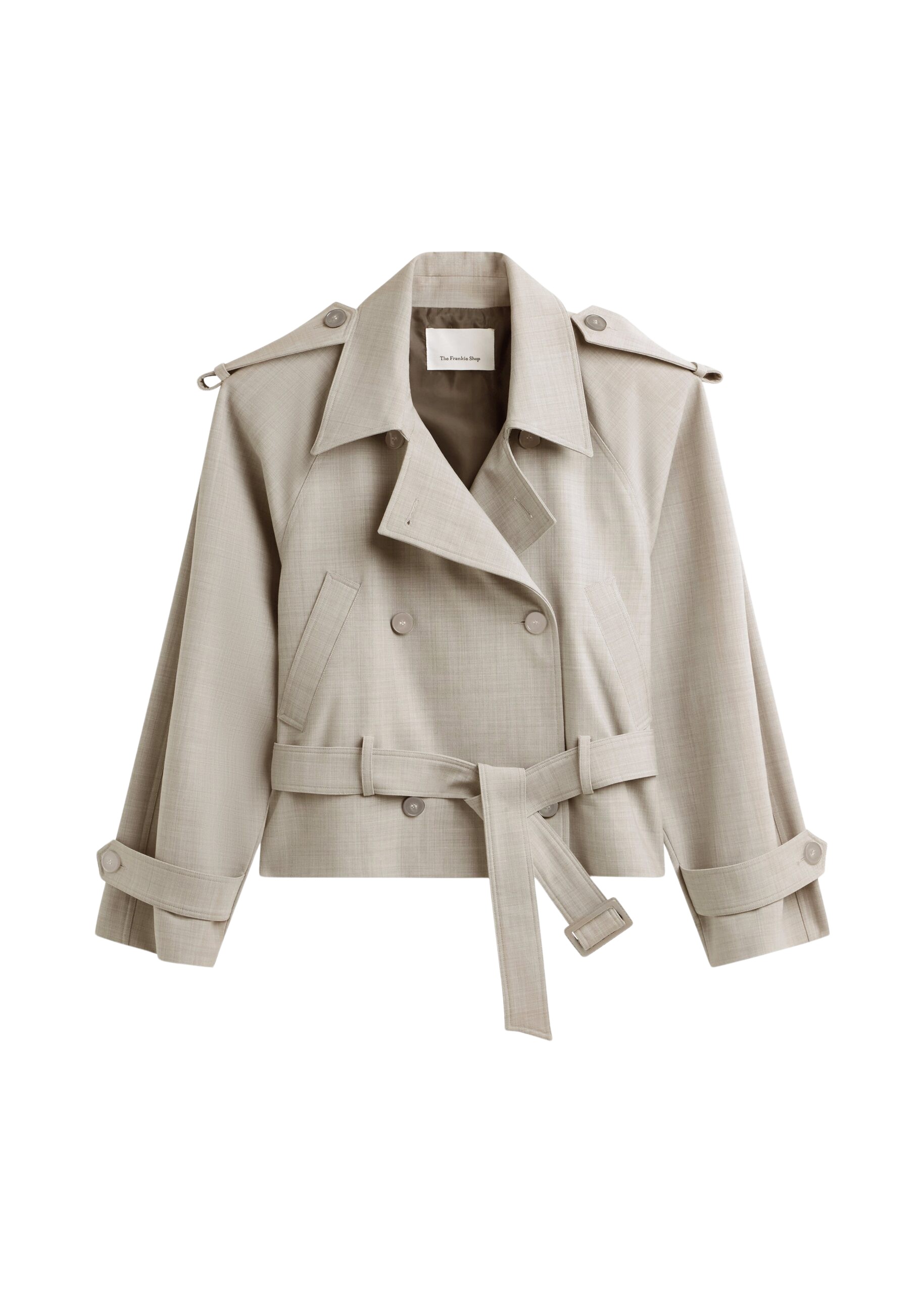 The Frankie Shop Stan Cropped Trench – Beige Melange Coat