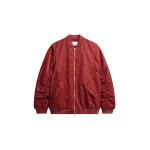 The Frankie Shop Stellan Faux Shearling Oversized Bomber Jacket - Red - Oversized Minimalist Jackets in Red - Shop at Luxury Shoes 
