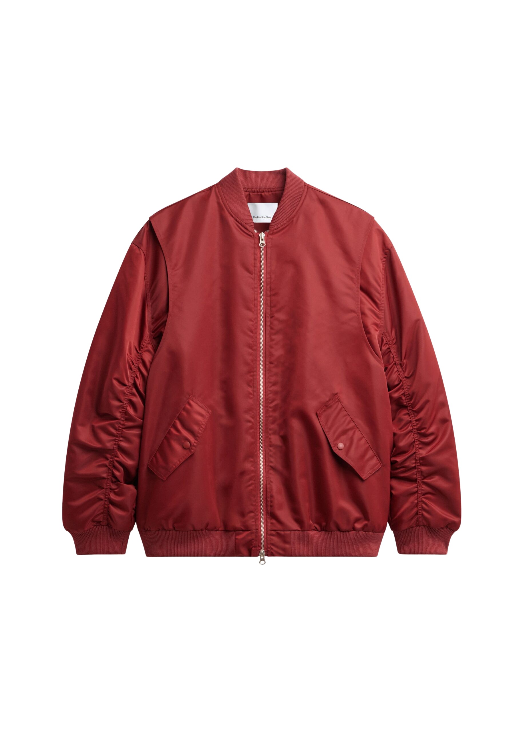 The Frankie Shop Stellan Faux Shearling Oversized Bomber Jacket – Red