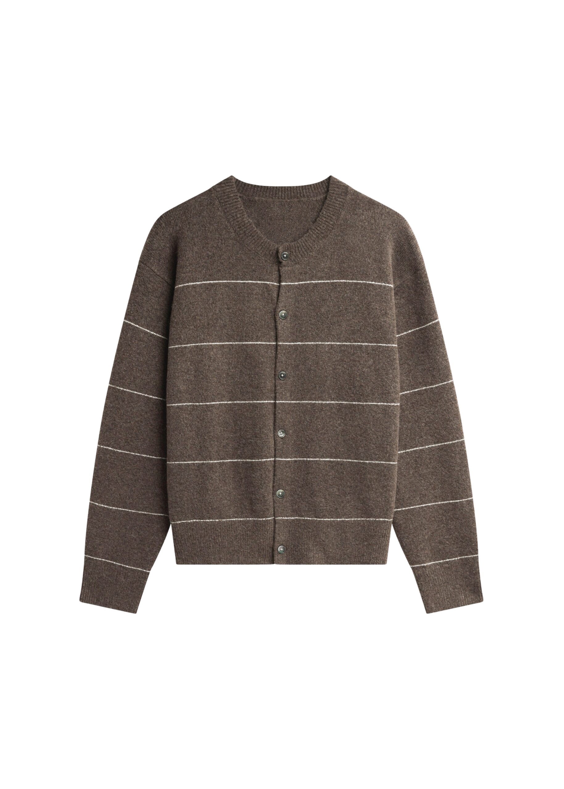 The Frankie Shop Stenvad Crewneck Cardigan – Brown/White Stripe