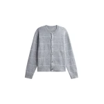 The Frankie Shop Stenvad Crewneck Cardigan - Grey/White Stripe - Oversized Minimalist Knitwear in Multicolour - Shop at Luxury Shoes 