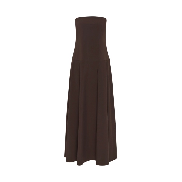 The Frankie Shop Strapless Rouleau Dress - Bark - Oversized Minimalist Dresses in Beige - Shop at Luxury Shoes 