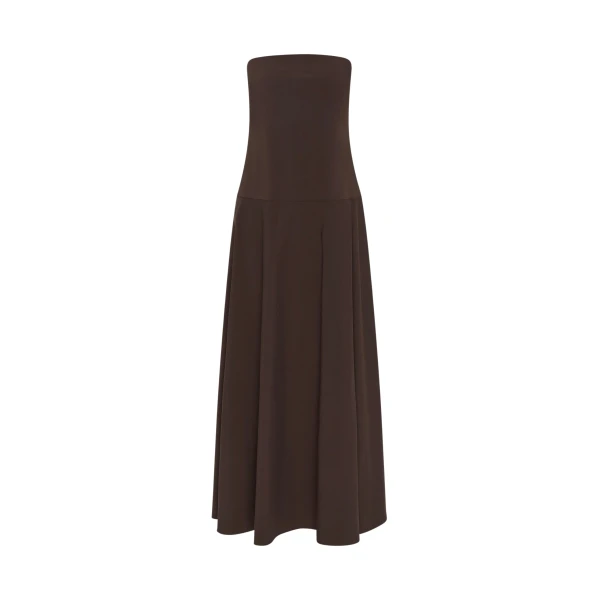 The Frankie Shop Strapless Rouleau Dress - Bark - Oversized Minimalist Dresses in Beige - Shop at Luxury Shoes 