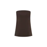 The Frankie Shop Strapless Rouleau Tie Top - Bark - Oversized Minimalist Tops in Beige - Shop at Luxury Shoes 