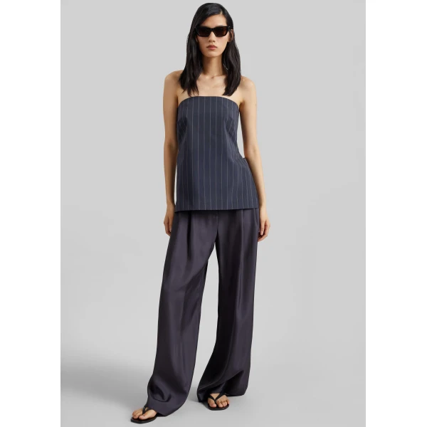 The Frankie Shop Strapless Rouleau Tie Top - Ink Stripe - Oversized Minimalist Tops in Multicolour - Shop at Luxury Shoes 