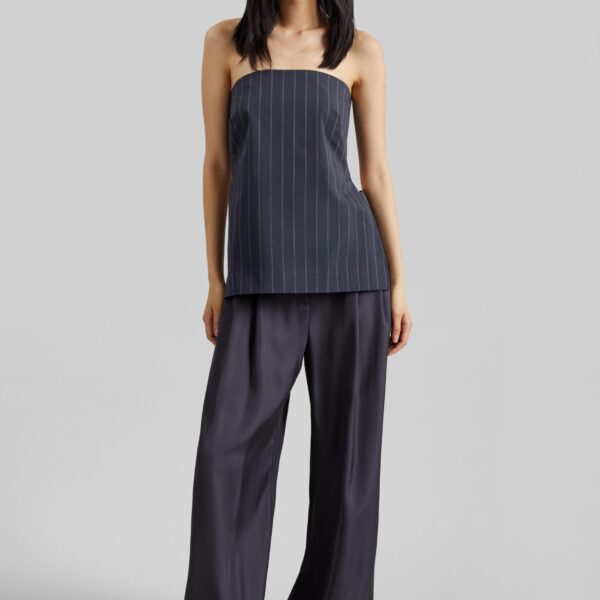 The Frankie Shop Strapless Rouleau Tie Top – Ink Stripe, view 4