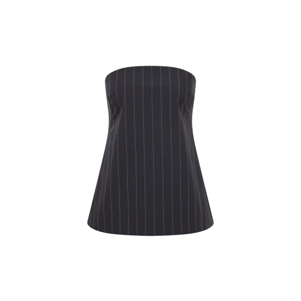 The Frankie Shop Strapless Rouleau Tie Top - Ink Stripe - Oversized Minimalist Tops in Multicolour - Shop at Luxury Shoes 