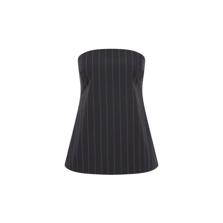 The Frankie Shop Strapless Rouleau Tie Top - Ink Stripe - Oversized Minimalist Tops in Multicolour - Shop at Luxury Shoes 