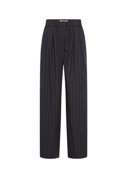 The Frankie Shop Stripe Relaxed Pleat Pants - Ink Stripe - Oversized Minimalist Pants in Multicolour - Shop at Luxury Shoes 