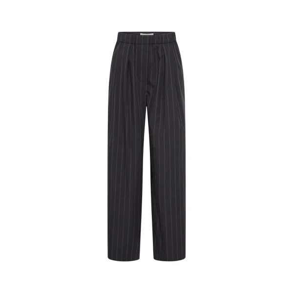 The Frankie Shop Stripe Relaxed Pleat Pants - Ink Stripe - Oversized Minimalist Pants in Multicolour - Shop at Luxury Shoes 