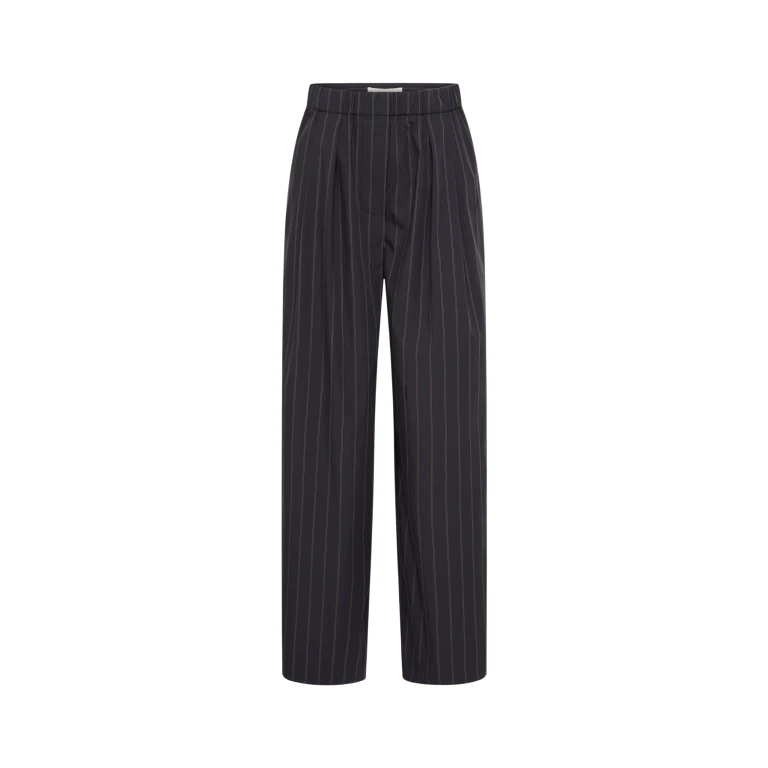 The Frankie Shop Stripe Relaxed Pleat Pants - Ink Stripe - Oversized Minimalist Pants in Multicolour - Shop at Luxury Shoes 