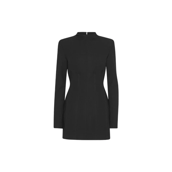 The Frankie Shop Suiting LS Mini Dress - Black - Oversized Minimalist Dresses in Black - Shop at Luxury Shoes 