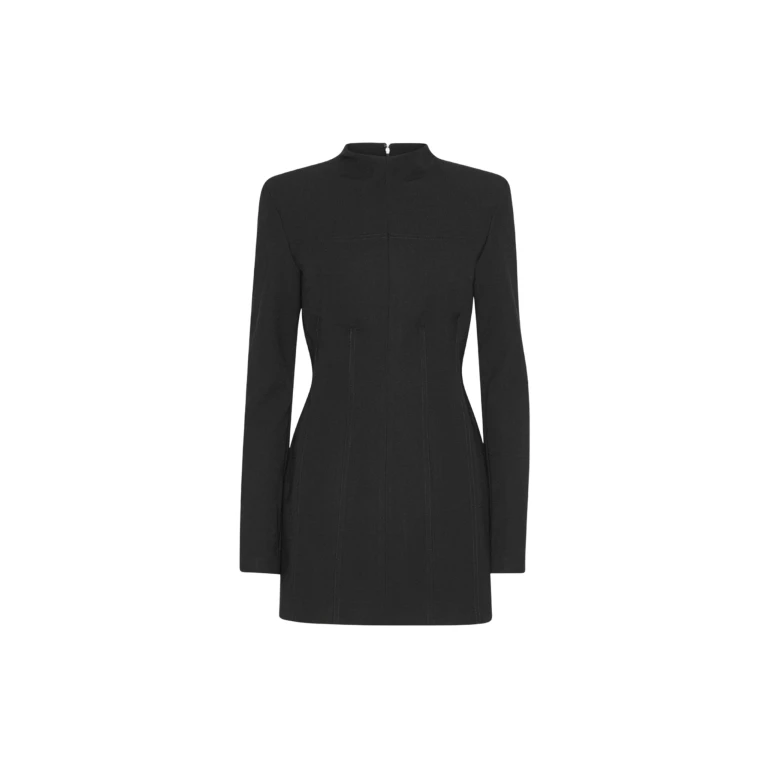 The Frankie Shop Suiting LS Mini Dress - Black - Oversized Minimalist Dresses in Black - Shop at Luxury Shoes 