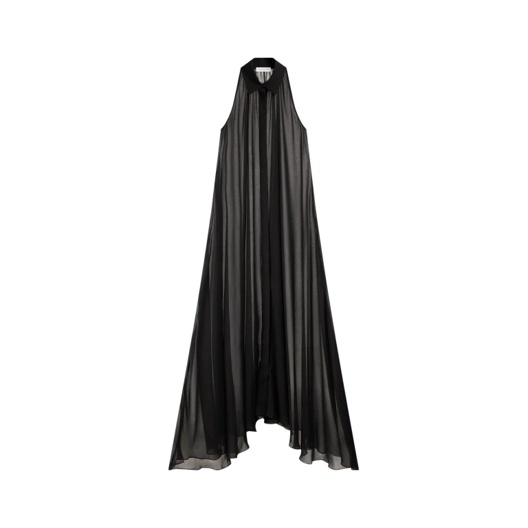 The Frankie Shop Sukie Sheer Halterneck Dress - Black - Oversized Minimalist Dresses in Black - Shop at Luxury Shoes 