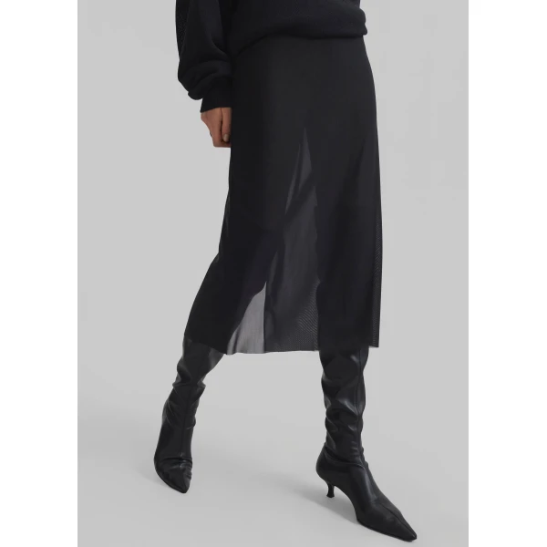 The Frankie Shop Suva Sheer Skirt - Black - Oversized Minimalist Skirts in Black - Shop at Luxury Shoes 
