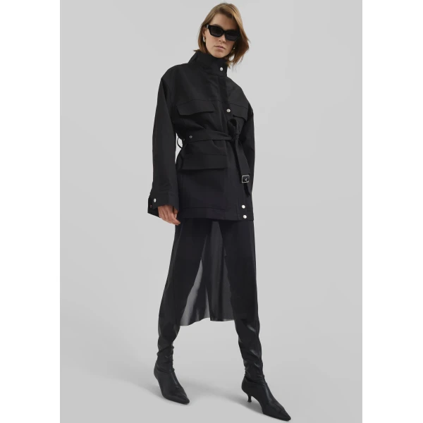 The Frankie Shop Suva Sheer Skirt - Black - Oversized Minimalist Skirts in Black - Shop at Luxury Shoes 