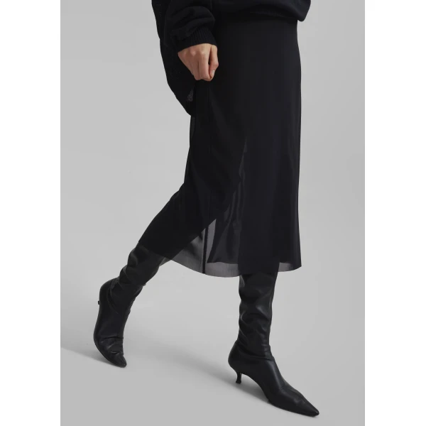 The Frankie Shop Suva Sheer Skirt - Black - Oversized Minimalist Skirts in Black - Shop at Luxury Shoes 