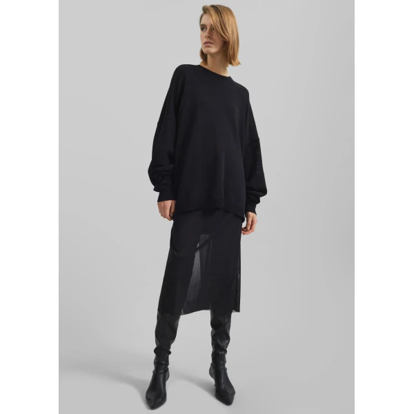 The Frankie Shop Suva Sheer Skirt - Black - Oversized Minimalist Skirts in Black - Shop at Luxury Shoes 