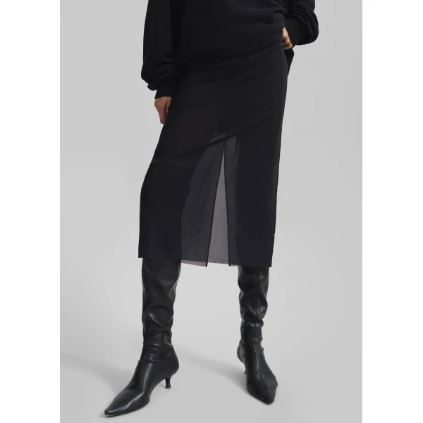 The Frankie Shop Suva Sheer Skirt - Black - Oversized Minimalist Skirts in Black - Shop at Luxury Shoes 