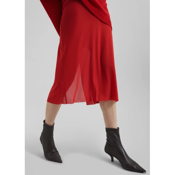 The Frankie Shop Suva Sheer Skirt - Red - Oversized Minimalist Skirts in Red - Shop at Luxury Shoes 