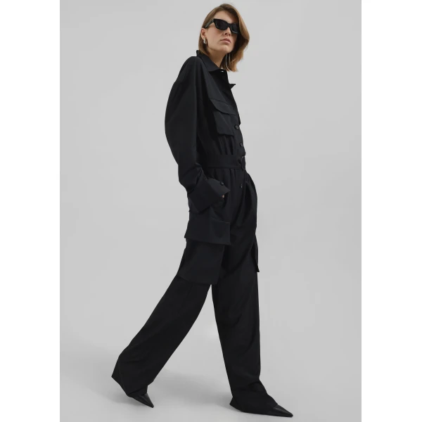 The Frankie Shop Suzie Jumpsuit - Black - Oversized Minimalist Jumpsuit in Black - Shop at Luxury Shoes 