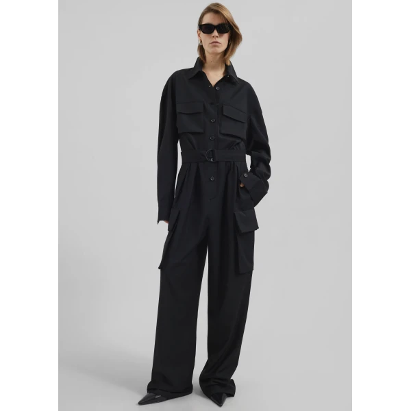 The Frankie Shop Suzie Jumpsuit - Black - Oversized Minimalist Jumpsuit in Black - Shop at Luxury Shoes 