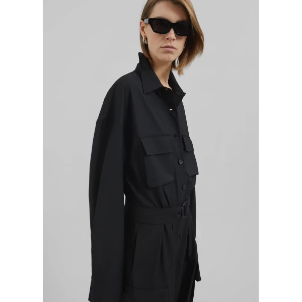 The Frankie Shop Suzie Jumpsuit - Black - Oversized Minimalist Jumpsuit in Black - Shop at Luxury Shoes 