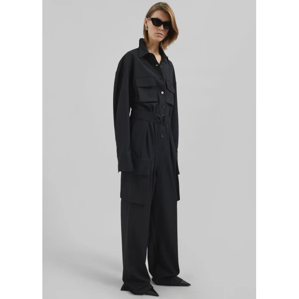 The Frankie Shop Suzie Jumpsuit - Black - Oversized Minimalist Jumpsuit in Black - Shop at Luxury Shoes 
