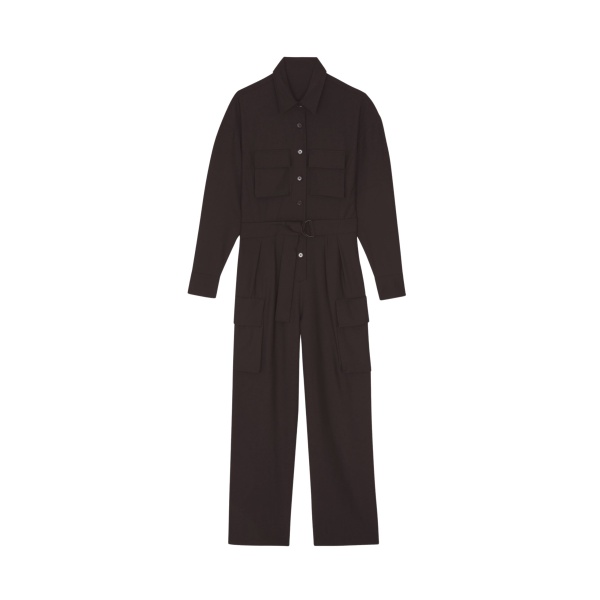The Frankie Shop Suzie Jumpsuit - Brown - Oversized Minimalist Jumpsuit in Beige - Shop at Luxury Shoes 