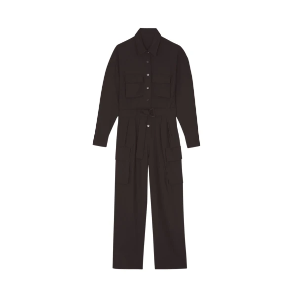The Frankie Shop Suzie Jumpsuit - Brown - Oversized Minimalist Jumpsuit in Beige - Shop at Luxury Shoes 