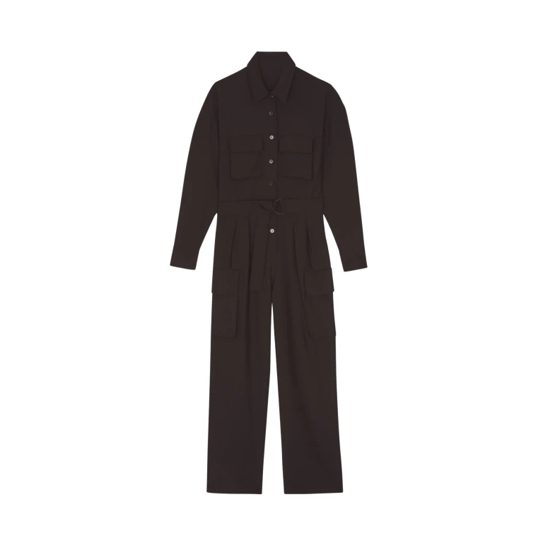 The Frankie Shop Suzie Jumpsuit - Brown - Oversized Minimalist Jumpsuit in Beige - Shop at Luxury Shoes 