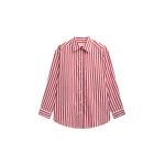 The Frankie Shop Sylvia Oxford Shirt - White/Red Stripe - Oversized Minimalist Tops in Multicolour - Shop at Luxury Shoes 