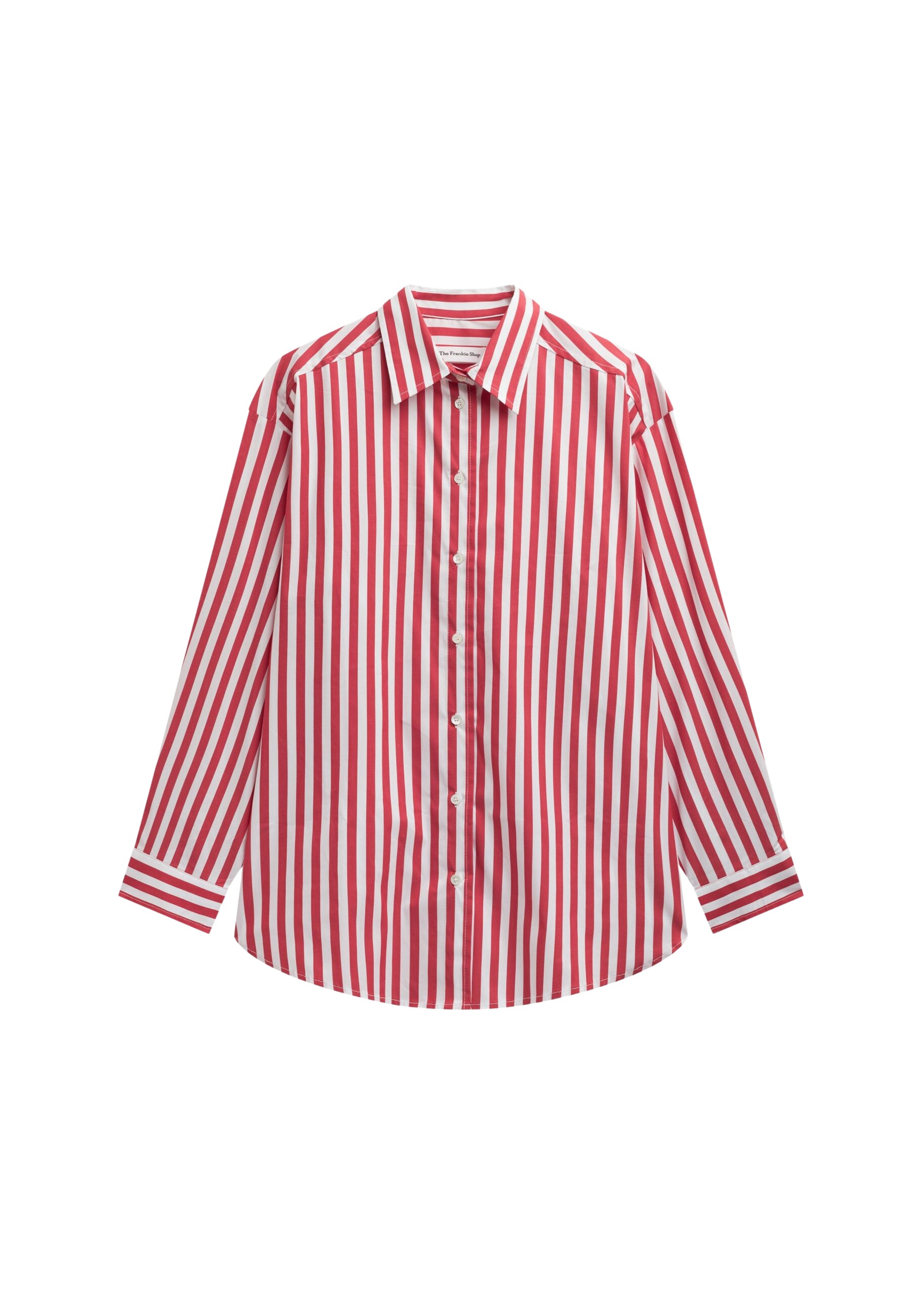 The Frankie Shop Sylvia Oxford Shirt - White/Red Stripe - Oversized Minimalist Tops in Multicolour - Shop at Luxury Shoes 