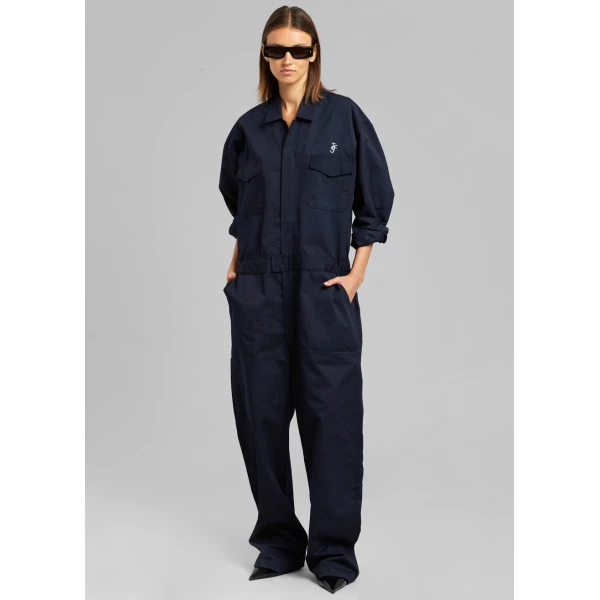 The Frankie Shop TFS Oversized Boiler Suit - Navy - Oversized Minimalist Jumpsuit in Blue - Shop at Luxury Shoes 
