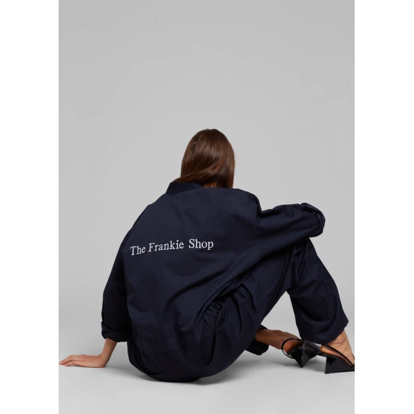 The Frankie Shop TFS Oversized Boiler Suit - Navy - Oversized Minimalist Jumpsuit in Blue - Shop at Luxury Shoes 