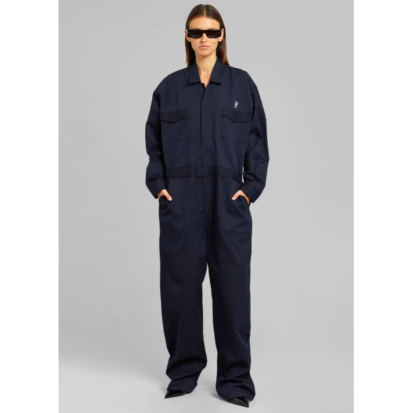 The Frankie Shop TFS Oversized Boiler Suit - Navy - Oversized Minimalist Jumpsuit in Blue - Shop at Luxury Shoes 
