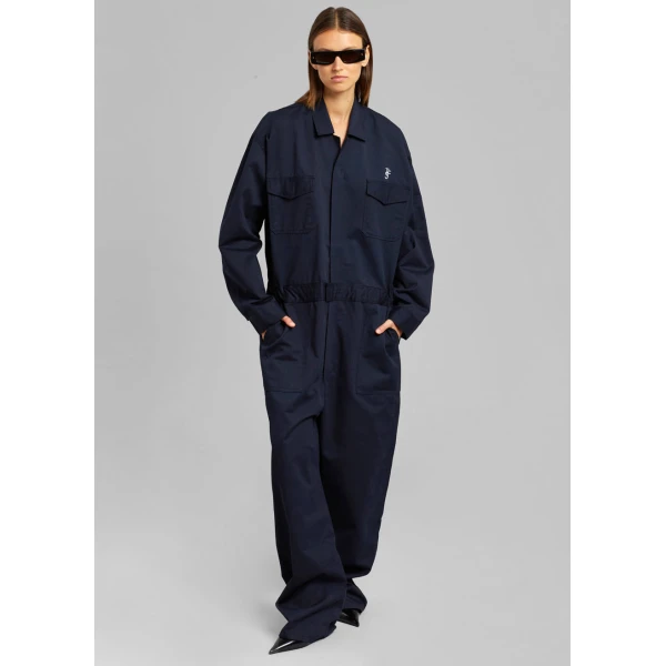 The Frankie Shop TFS Oversized Boiler Suit - Navy - Oversized Minimalist Jumpsuit in Blue - Shop at Luxury Shoes 