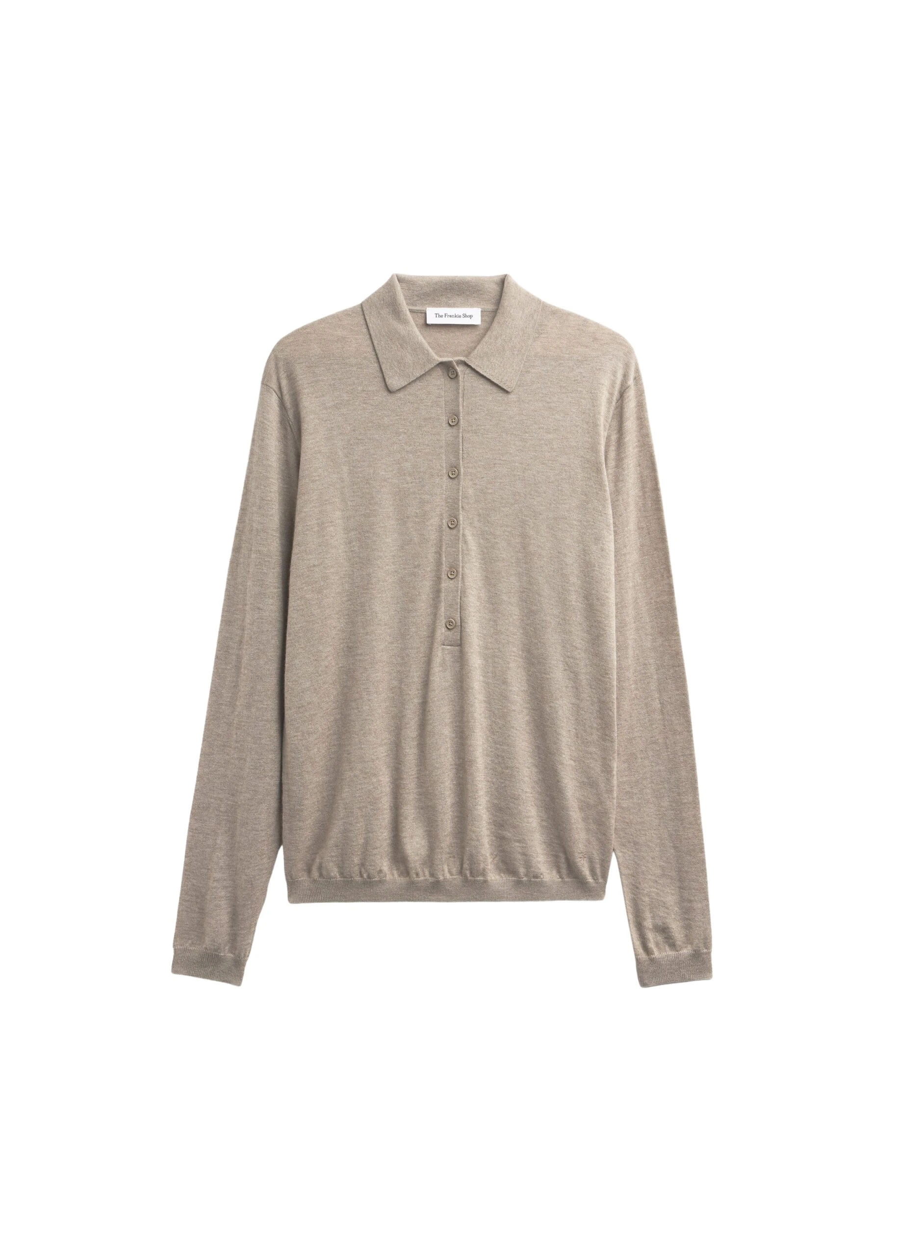 The-Frankie-Shop-Tala-Knit-V-Neck-Polo-Taupe-Melange-coveti-scaled29192_nobg The Frankie Shop Tala Knit V-Neck Polo - Taupe Melange - Oversized Minimalist Tops in Beige - Shop at Luxury Shoes