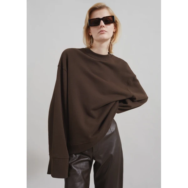 The Frankie Shop Talia Sweatshirt - Brown - Oversized Minimalist Tops in Beige - Shop at Luxury Shoes 