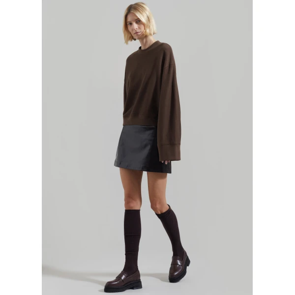 The Frankie Shop Talia Sweatshirt - Brown - Oversized Minimalist Tops in Beige - Shop at Luxury Shoes 