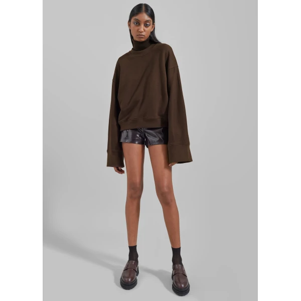The Frankie Shop Talia Sweatshirt - Brown - Oversized Minimalist Tops in Beige - Shop at Luxury Shoes 