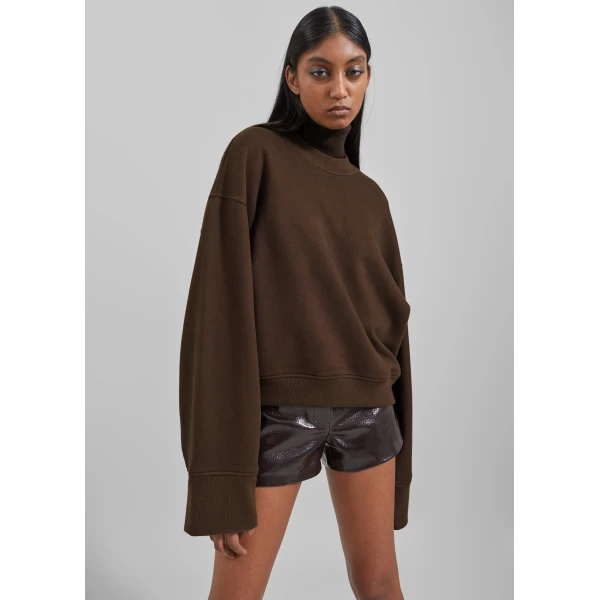 The Frankie Shop Talia Sweatshirt - Brown - Oversized Minimalist Tops in Beige - Shop at Luxury Shoes 