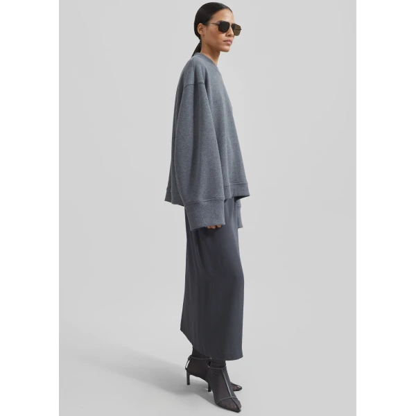 The Frankie Shop Talia Sweatshirt - Dark Grey - Oversized Minimalist Tops in Grey - Shop at Luxury Shoes 