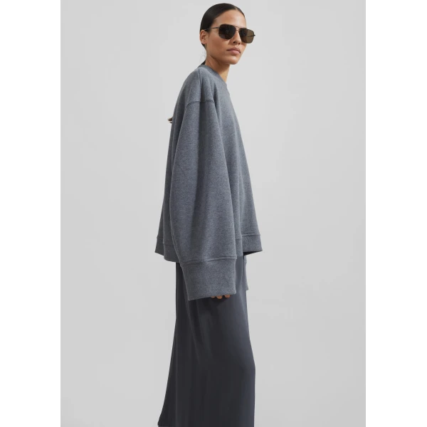 The Frankie Shop Talia Sweatshirt - Dark Grey - Oversized Minimalist Tops in Grey - Shop at Luxury Shoes 
