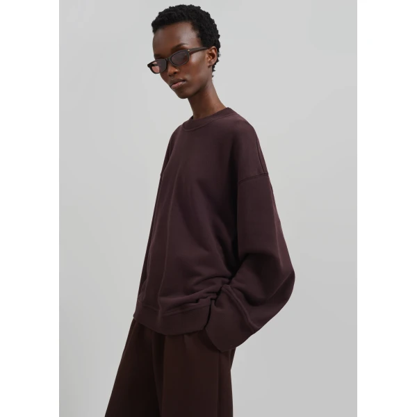 The Frankie Shop Talia Sweatshirt - Dark Plum - Oversized Minimalist Tops in Purple - Shop at Luxury Shoes 