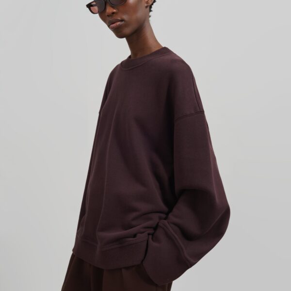 The Frankie Shop Talia Sweatshirt – Dark Plum Top, view 2