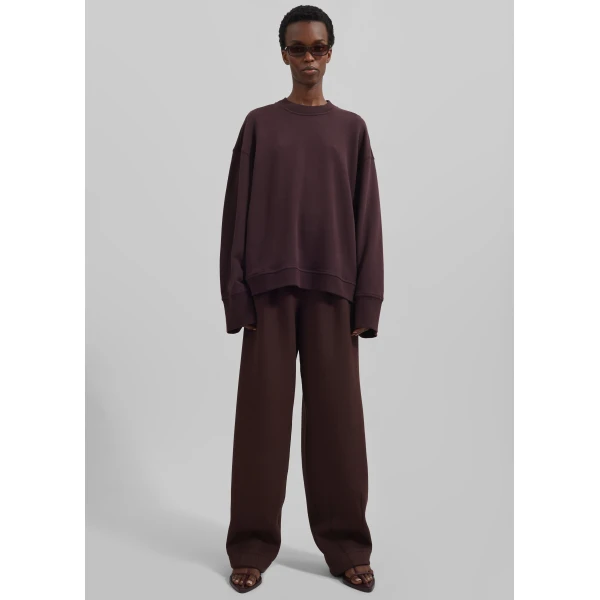 The Frankie Shop Talia Sweatshirt - Dark Plum - Oversized Minimalist Tops in Purple - Shop at Luxury Shoes 